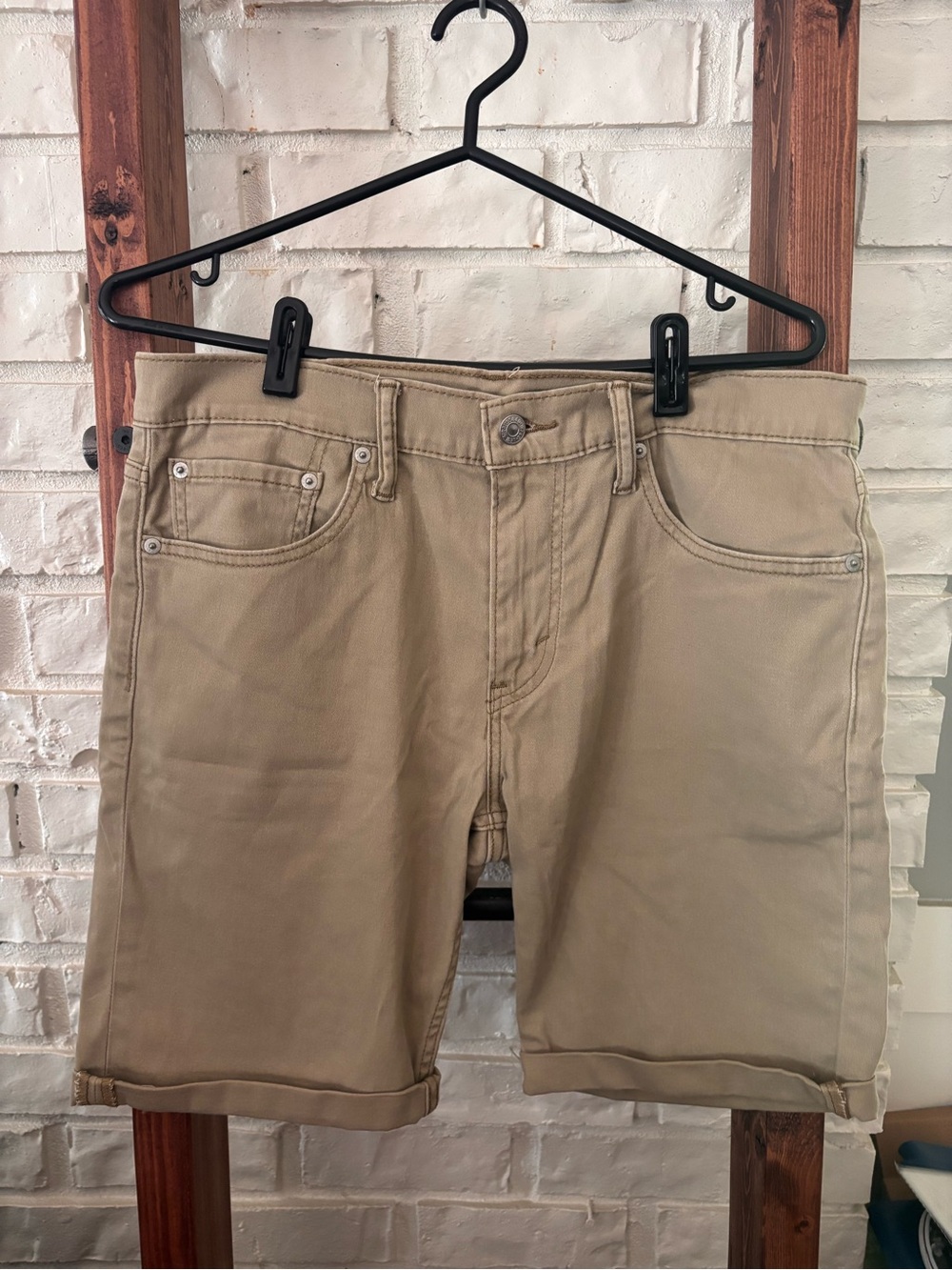 Levi's 511 Slim Fit khaki Tan cut-off shorts